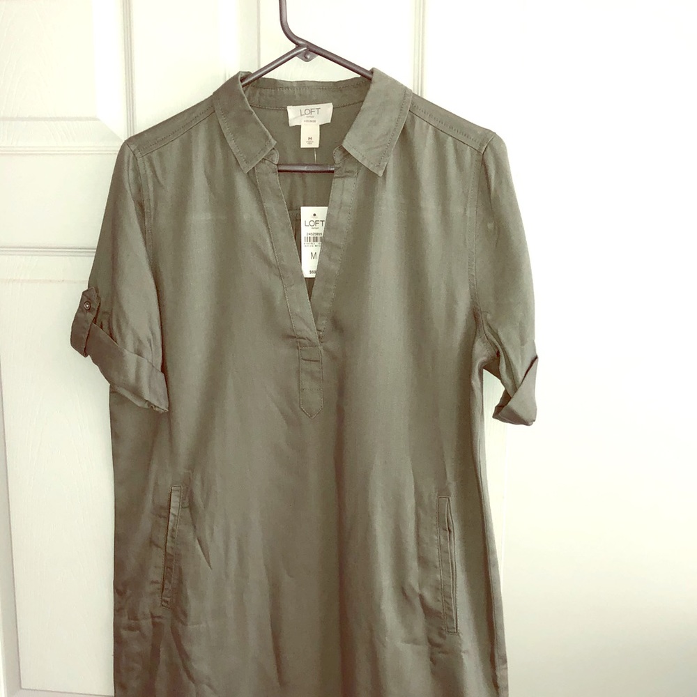 LOFT Outlet Shirt Dress Size M Sage Green NWT